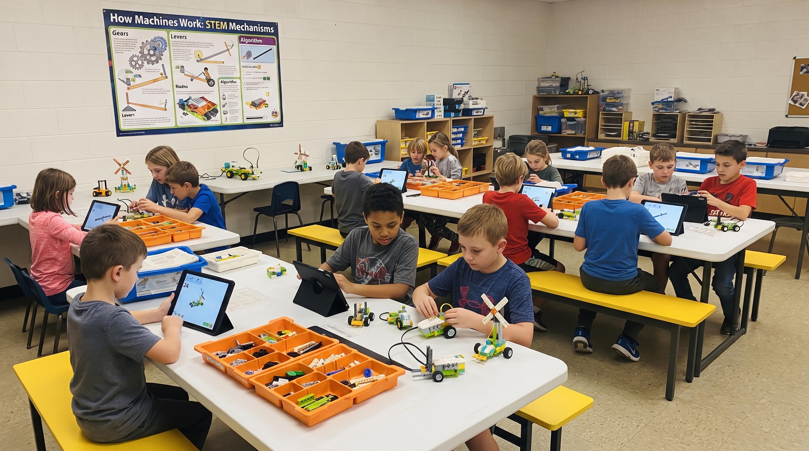 Kids showing off their finished builds at an AuRobo holiday workshop